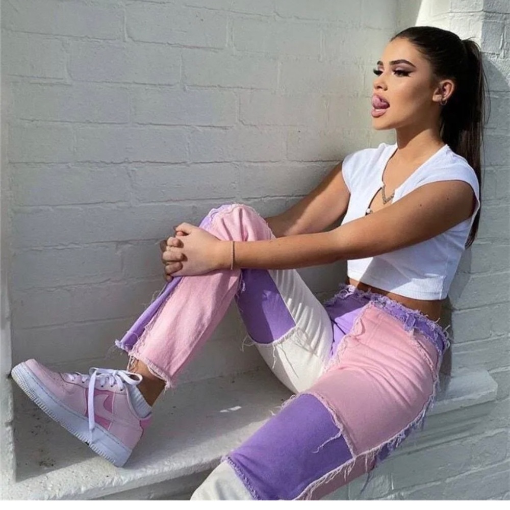 Color block jeans juniors